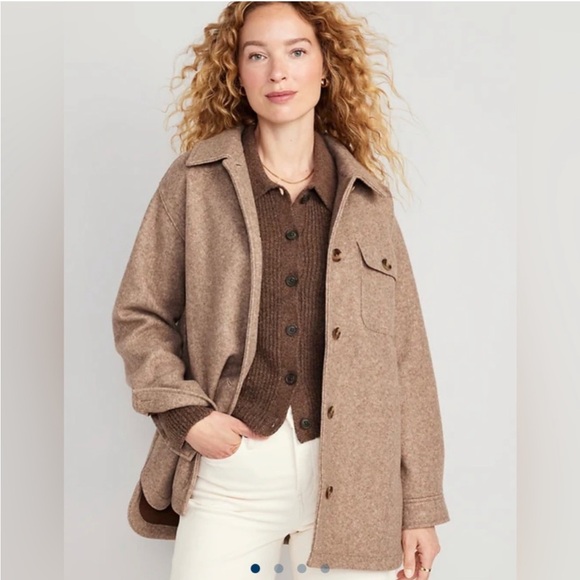 NEW Old Navy Oversized Soft-Brushed Shacket / Plus Size / 2X / Brown Tan - Picture 1 of 11